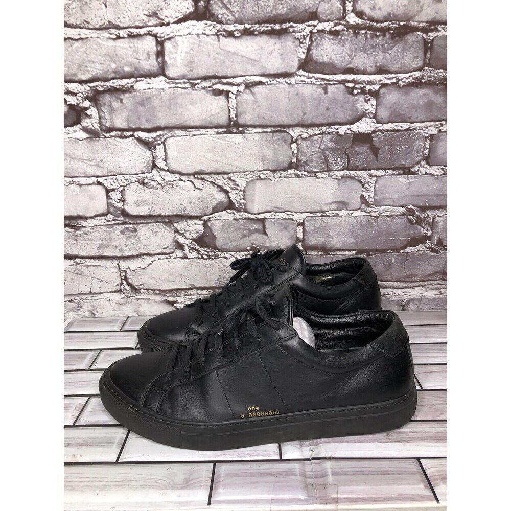 Satoshi Black Leather Lace Up Casual Portugal Sneakers Shoes Men Sz 43EU/10M US